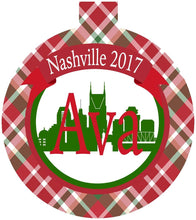 Load image into Gallery viewer, Nashville Ornament. Monogrammed Nashville Christmas Gift! Great Nashville Stocking Stuffer! Personalized Nashville Ornament!