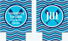 Load image into Gallery viewer, Lake Vacation Huggers. Personalized Nautical Bachelorette or Birthday Coolies. Lake House Coolies. Nautical Wedding Shower Huggers!