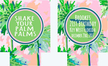 Load image into Gallery viewer, Palm Tree Sunset Huggers. Bachelorette or Birthday Beach Party Favors. Personalized Family Vacation Beach Coolies!