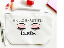 Load image into Gallery viewer, Hello Beautiful Make up bag. Great Bachelorette or Girls Weekend Favors. Bride Cosmetic Bag. Make up bag Party Favors! Wedding Party Gifts!