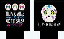 Load image into Gallery viewer, Sugar Skulls Party Huggers. Bachelorette Fiesta Favors. Mexican Vacation Coolies. Mexico Birthday Party Can Coolers! Final Fiesta Favors.