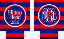 Load image into Gallery viewer, South Carolina Stripe Coolies. South Carolina Bachelorette/ Birthday Party Huggers. Monogrammed South Carolina Party Favors.