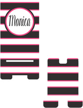 Load image into Gallery viewer, Black Stripes Cell Phone Stand. Personalized Cell Phone Stand, Fits most Cell phones, Great Custom gift! Teacher, Boss, CoWorker Gifts!