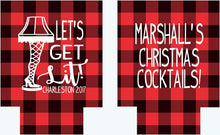 Load image into Gallery viewer, Getting Lit Christmas Plaid Party Huggers. Personalized Christmas Party Favors. Plaid Wedding Shower Huggers! Birthday and Bachelorette too!