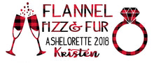 Load image into Gallery viewer, Flannel and Fizz Party Make Up bag. Great Bachelorette or Girls Weekend Favors. Plaid party Make up Bag. Flannel Fling Party Cosmetic Bag!