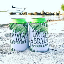 Load image into Gallery viewer, Palm Leaves Party Huggers. Tropical Wedding or Bachelorette Party Favors. Girl's Weekend Family Vacation Beach Favors.