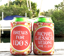 Load image into Gallery viewer, Tropical Wedding Can Coolies. Luau Flowers Birthday or Bachelorette Party Favors. Girl's Weekend Beach Favors.Family Vacation