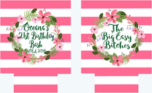 Load image into Gallery viewer, Tropical Wreath Party Huggers. Personalized Bachelorette Favors. Tropical Birthday Party Favors. Beach Bachelorette Favors. Miami, Key West!