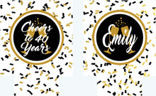 Load image into Gallery viewer, Black and Gold Confetti Huggers. Bachelorette or Birthday Party Favors. New Year's Eve Party Favors! Black and Gold Huggers.
