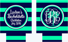 Load image into Gallery viewer, South Carolina Stripe Coolies. South Carolina Bachelorette/ Birthday Party Huggers. Monogrammed South Carolina Party Favors.