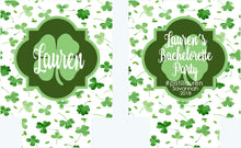 Load image into Gallery viewer, Shamrock Watercolor Huggers. St Patrick's Day Party Favors. St Patricks Bachelorette huggers. Irish Party Favors. Personalized Can Coolers!