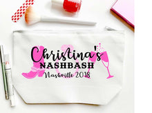 Load image into Gallery viewer, Boots and Bling Make Up bag. Great Austin Bachelorette or Girls Weekend Favors. Nashville Weekend Make up Bag. Personalized Texas bag!