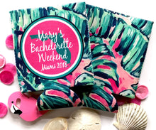 Load image into Gallery viewer, Palm Leaves Party Huggers. Tropical Wedding or Bachelorette Party Favors. Girl's Weekend Family Vacation Beach Favors.