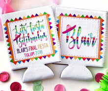 Load image into Gallery viewer, Fiesta Party Huggers. Fiesta Bachelorette Coolies. Mexican Fiesta Party Favors. Fiesta Wedding Shower Favors! Bachelorette Down to Fiesta!