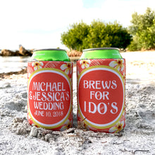 Load image into Gallery viewer, Tropical Wedding Can Coolies. Luau Flowers Birthday or Bachelorette Party Favors. Girl's Weekend Beach Favors.Family Vacation