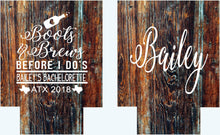 Load image into Gallery viewer, Boots and Booze before I Do's Party huggers. Bachelorette Party Gifts. Bridesmaid Party Favors. Stock the bar wedding shower!
