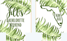 Load image into Gallery viewer, Palm Leaves Party Huggers. Tropical Wedding or Bachelorette Party Favors. Girl's Weekend Family Vacation Beach Favors.