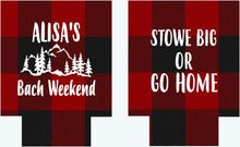 Load image into Gallery viewer, Buffalo Plaid mountain Huggers. Bachelor, Bachelorette or Birthday Party Favors. Mountain Bachelor Party Favors! Ski Vacation favors!