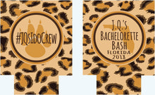 Load image into Gallery viewer, Leopard Party Huggers. Animal Print Bachelorette or Birthday Huggers. Leopard Bachelorette Party Favors. Personalized Party Huggers!