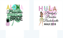 Load image into Gallery viewer, Aloha Beaches Make Up bag. Great Bachelorette or Girls Weekend Favors. Beach Weekend Make up Bag. Personalized Party favors!Make up bag!