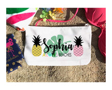 Load image into Gallery viewer, Aloha Beaches Tote bag. Tropical Bachelorette or Birthday weekend Tote Bag. Hawaii Wedding Welcome Favor Bag. Girls Weekend Beach Bag!