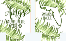 Load image into Gallery viewer, Palm Leaves Party Huggers. Tropical Wedding or Bachelorette Party Favors. Girl's Weekend Family Vacation Beach Favors.