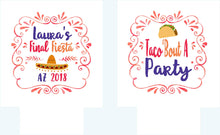 Load image into Gallery viewer, Fiesta Party Can Huggers. Bachelorette Fiesta Favors. Custom Fiesta Birthday Party or Wedding Shower Can Coolers! Cabo or Cancun Party!
