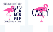 Load image into Gallery viewer, Pink Flamingo Huggers. Birthday or Girls Weekend Coolies. Flamingo Bachelorette Party Favors. Personalized Flamingle Coolies. Flamingo FUN!