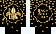 Load image into Gallery viewer, New Orleans Gold GlitterPolka Dot Huggers. NOLA Bachelorette or Birthday Party Coolies. New Orleans Party Favors. Personalized NOLA Coolies!