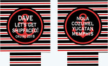 Load image into Gallery viewer, Nautical Party Huggers. Personalized Nautical Bachelorette or Birthday Coolies. Nautical Vacation Koolies! Nautical Vacation Favors