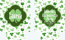 Load image into Gallery viewer, Shamrock Watercolor Huggers. St Patrick's Day Party Favors. St Patricks Bachelorette huggers. Irish Party Favors. Personalized Can Coolers!