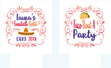 Load image into Gallery viewer, Fiesta Party Can Huggers. Bachelorette Fiesta Favors. Custom Fiesta Birthday Party or Wedding Shower Can Coolers! Cabo or Cancun Party!