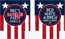 Load image into Gallery viewer, America Party Huggers. 'Merica Birthday Coolies! Bachelor Party Gifts. 'Merica Birthday Favors. Flag Party Huggers.