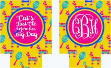 Load image into Gallery viewer, Fiesta Party Can Huggers. Bachelorette Fiesta Favors. Mexican Vacation Favors. Pinata Birthday Party Fiesta Can Coolers! Final Fiesta Favors
