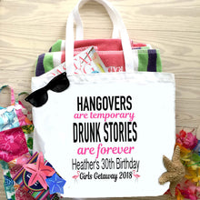 Load image into Gallery viewer, Large Drunk Stories Beach Tote bag. Beach Bachelorette or Birthday Tote Bag.Wedding Welcome Favor Bag. Wedding Weekend Beach Bag!