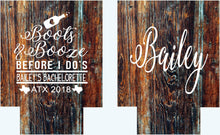 Load image into Gallery viewer, Boots and Booze before I Do's Party huggers. Bachelorette Party Gifts. Bridesmaid Party Favors. Stock the bar wedding shower!