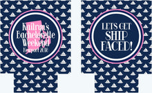 Load image into Gallery viewer, Sailboat Beverage Insulators. Nautical Girls Weekend Coolies. Monogram Bachelorette Party Favors. Personalized Nautical Huggers!