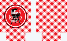 Load image into Gallery viewer, Baby Q Baby Shower Drink Insulators. BBQ Baby Shower Favors. Baby Shower Favors. Gender Reveal Party Favors. Personalized Baby Q Coolies!