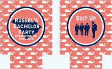 Load image into Gallery viewer, Nantucket Party Huggers. Bachelorette/Birthday Nautical Party Coolies. Custom Nantucket Party Favors. Personalized Nantucket Wedding Favors!