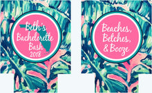 Load image into Gallery viewer, Palm Leaves Party Huggers. Tropical Wedding or Bachelorette Party Favors. Girl's Weekend Family Vacation Beach Favors.