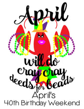 Load image into Gallery viewer, Nola Tote bag. NOLA Party Favors! New Orleans Bachelorette or Girls Weekend Tote Bag. Custom New Orleans Mardi Gras Tote Bag. Nola Favors!