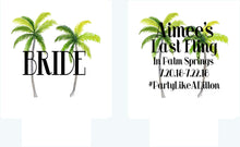 Load image into Gallery viewer, Palm Leaves Party Huggers. Tropical Wedding or Palm Springs Bachelorette Party Favors. Girl's Weekend or Family Vacation Beach Favors.