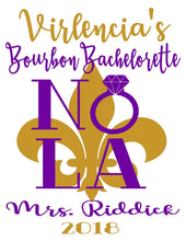 Load image into Gallery viewer, Nola Tote bag. NOLA Party Favors! New Orleans Bachelorette or Girls Weekend Tote Bag. Custom New Orleans Wedding Tote Bag.