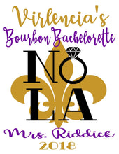 Load image into Gallery viewer, Nola Tote bag. NOLA Party Favors! New Orleans Bachelorette or Girls Weekend Tote Bag. Custom New Orleans Wedding Tote Bag.