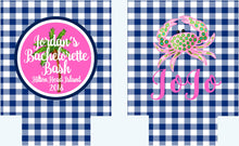 Load image into Gallery viewer, Gingham Party Huggers. Personalized Beach Bachelorette or Birthday Coolies.Florida Bachelorette Favors. Miami Party Huggers.