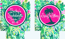 Load image into Gallery viewer, Palm Leaves Party Huggers. Tropical Wedding or Bachelorette Party Favors. Girl's Weekend Family Vacation Beach Favors. Beach Bachelorette.