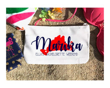 Load image into Gallery viewer, Martha's Vineyard Make up bag. Great Bachelorette or Girls Weekend Favors.Martha's Vineyard Party Favors! MV Wedding Party Gifts!