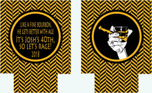 Load image into Gallery viewer, Cigar party favors. Guy's Cigar Birthday Party Huggers! Cigar Bachelor Party Gifts. Bourbon Party Coolies. Cigar Scotch Themed Can Coolies