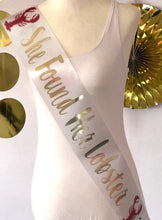 Load image into Gallery viewer, Lobster 4" Bridal Sash. She found her Lobster Sash. Bride to be Sash. Bridal Shower Satin Sash. Bridal Shower Gift.