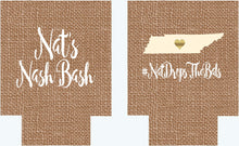 Load image into Gallery viewer, Flower Burlap Party Huggers. Bachelorette or Birthday Coolies. Burlap Flower Huggers. Floral Wedding Shower Huggers!